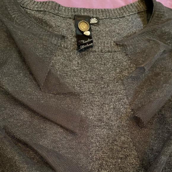 Twelve Heirloom Lace Front Grey Sweater - Picture 3 of 4